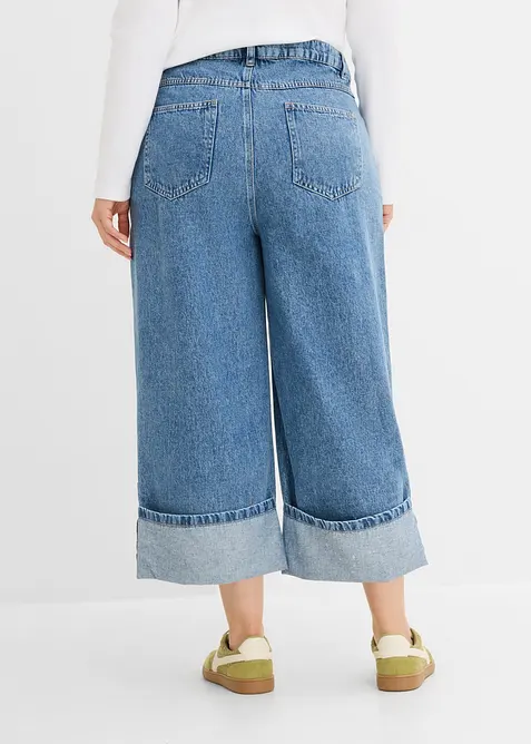 Wide-Leg-Jeans Mid Waist, cropped, bonprix