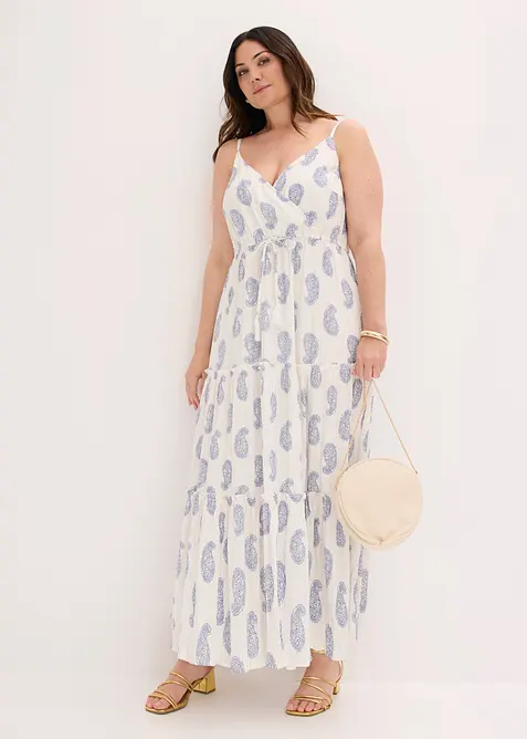 Robe longue en viscose textur&eacute;e &agrave; effet brillant, bonprix