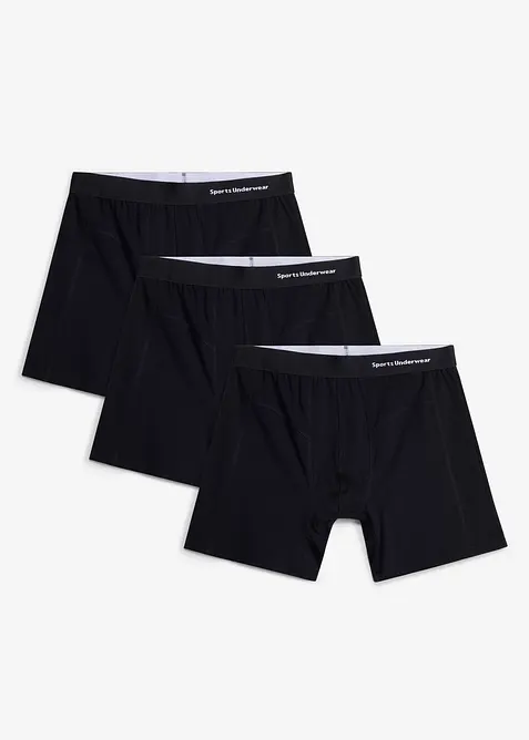 Lot de 3 boxers mi-longs coton, bonprix
