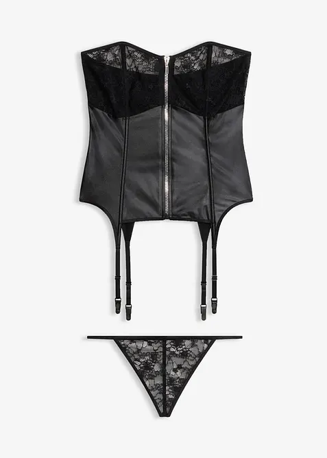 Gu&ecirc;pi&egrave;re avec porte-jarretelles et string (ens. 2&nbsp;pces), bonprix