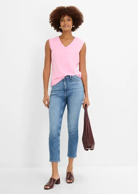 Shirt mit V-Ausschnitt mit reiner Bio-Baumwolle, bonprix