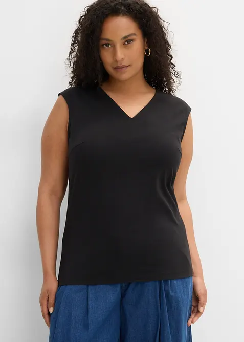 Shirt mit V-Ausschnitt mit reiner Bio-Baumwolle, bonprix