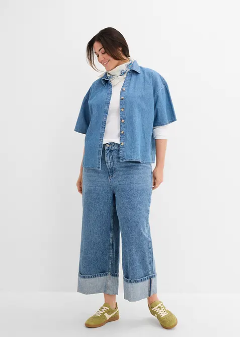 Jeans-Tunikabluse aus Bio-Baumwolle, bonprix