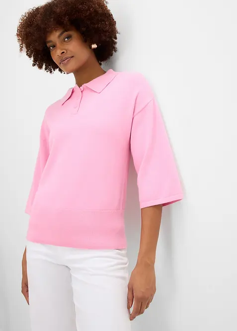 Polo-Pullover aus Baumwoll-Mix, bonprix