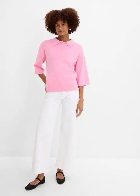 Polo-Pullover aus Baumwoll-Mix, bonprix