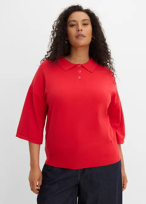 Polo-Pullover aus Baumwoll-Mix, bonprix