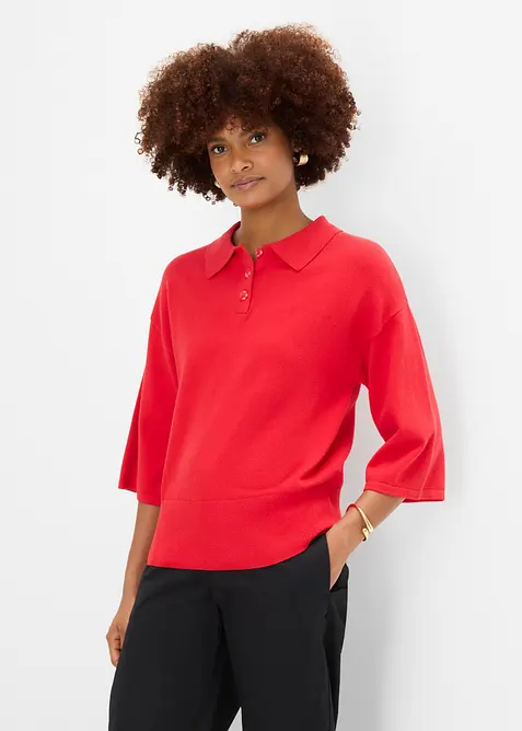 Polo-Pullover aus Baumwoll-Mix, bonprix