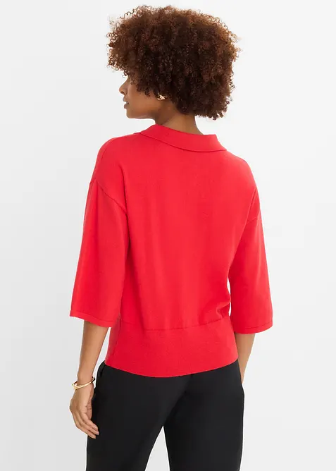 Polo-Pullover aus Baumwoll-Mix, bonprix