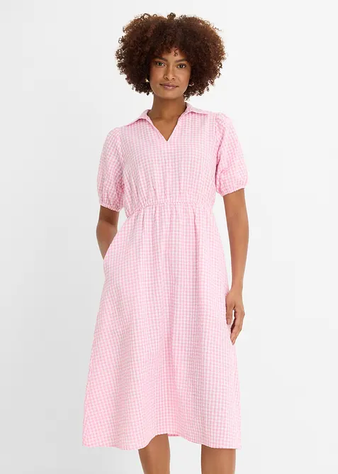 Seersucker-Midikleid aus reiner Baumwolle, bonprix