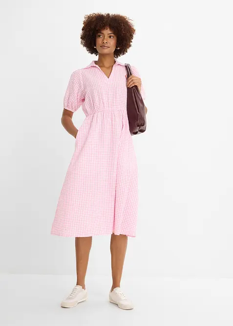 Seersucker-Midikleid aus reiner Baumwolle, bonprix