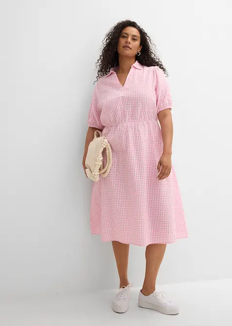 Seersucker-Midikleid aus reiner Baumwolle, bonprix
