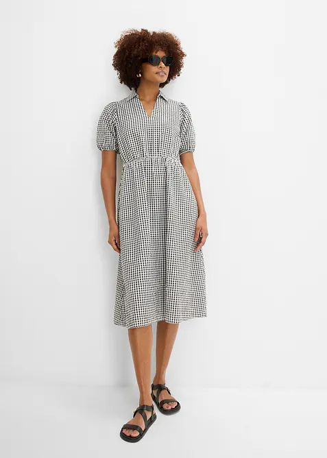 Seersucker-Midikleid aus reiner Baumwolle, bonprix
