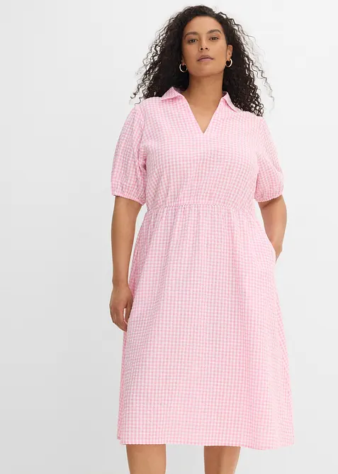 Seersucker-Midikleid aus reiner Baumwolle, bonprix