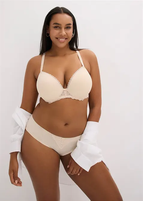 Lot de 2&nbsp;soutiens-gorge &agrave; coques et dentelle, bonprix