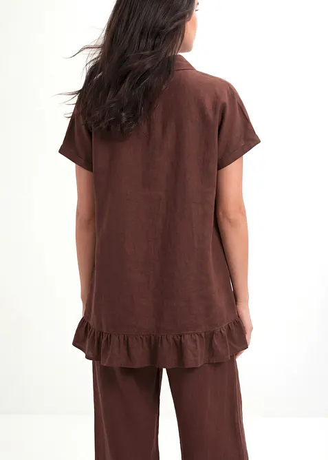 Oversize Long-Bluse aus Leinen-Mix, bonprix