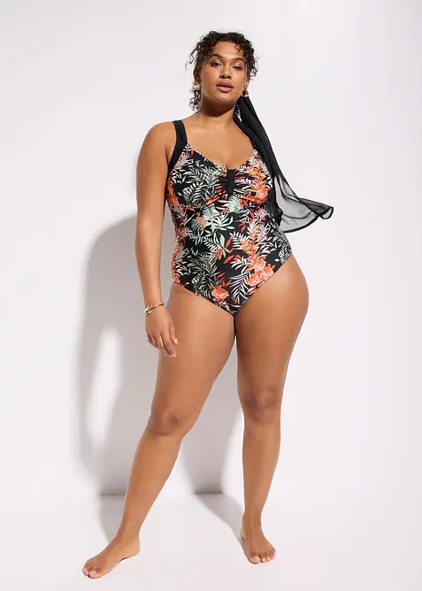 Maillot 1 pi&egrave;ce sculptant, maintien mod&eacute;r&eacute;, bonprix