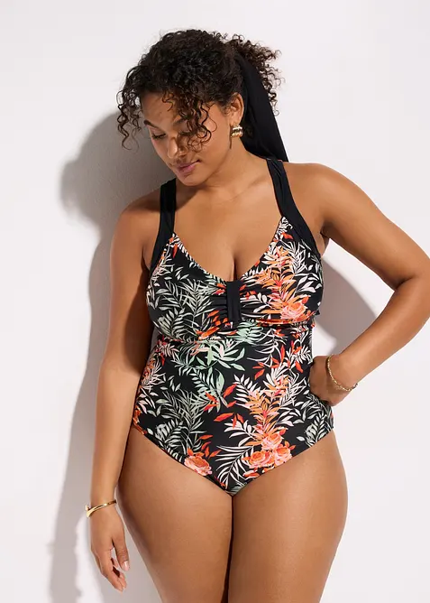 Maillot 1 pi&egrave;ce sculptant, maintien mod&eacute;r&eacute;, bonprix