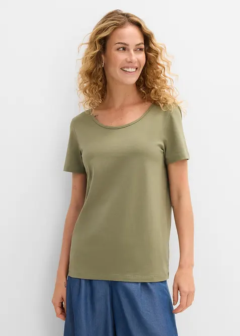 Lot de 2 T-shirts &agrave; d&eacute;collet&eacute; plongeant dans le dos, bonprix