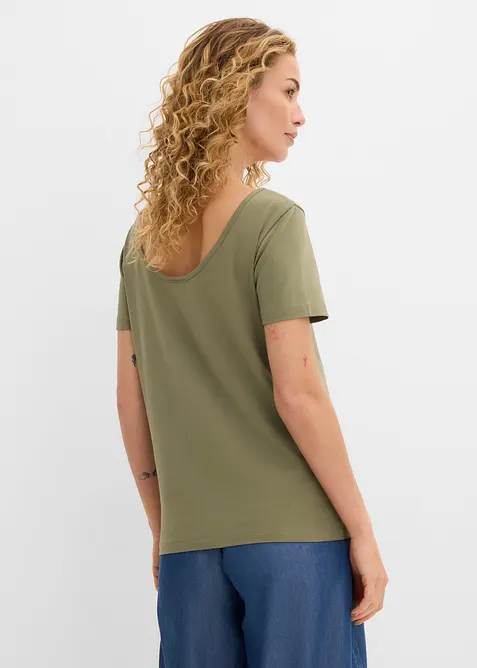 Lot de 2 T-shirts &agrave; d&eacute;collet&eacute; plongeant dans le dos, bonprix