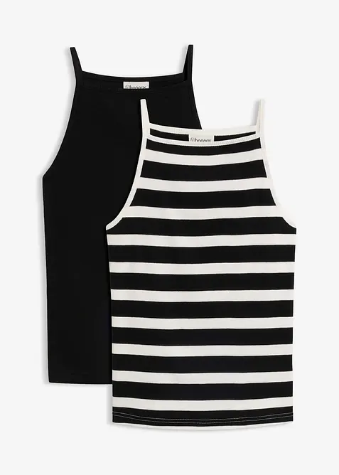 Lot de 2 tops c&ocirc;tel&eacute;s 100% coton, bonprix