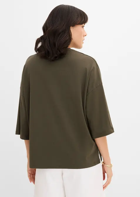 Oversize-Shirt aus elastischem Bio-Baumwoll-Mix, bonprix