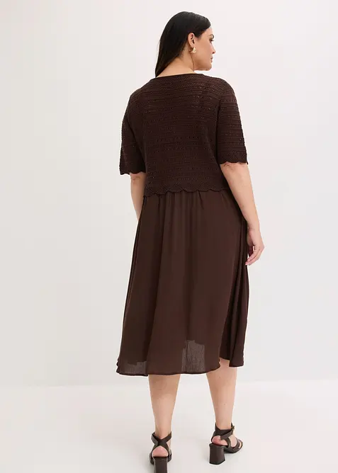 Robe avec haut int&eacute;gr&eacute; en maille ajour&eacute;e, bonprix