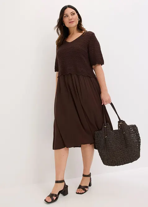 Robe avec haut int&eacute;gr&eacute; en maille ajour&eacute;e, bonprix
