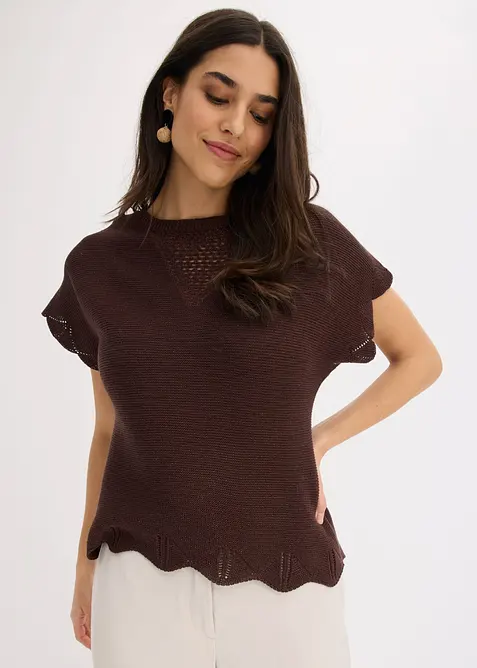 Pull manches courtes avec fil brillant, bonprix