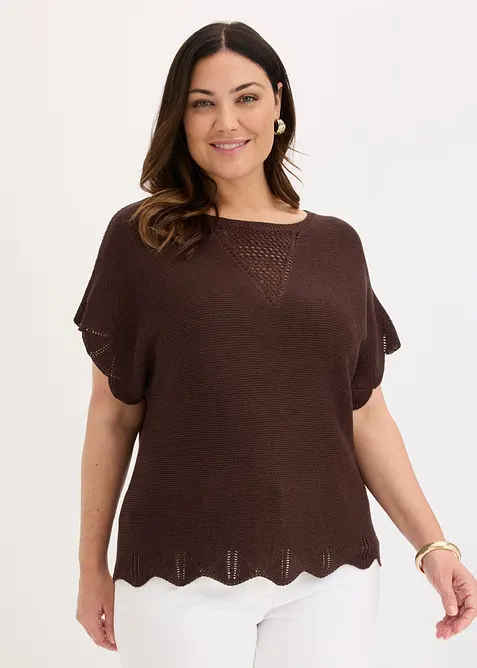Pull manches courtes avec fil brillant, bonprix