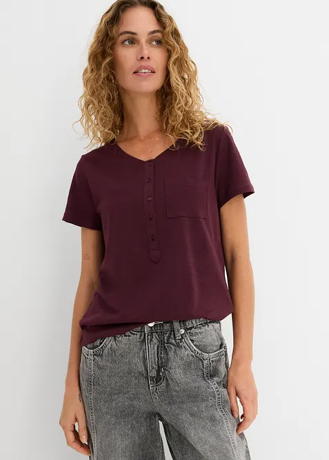 T-Shirt mit Knopfleiste, bonprix