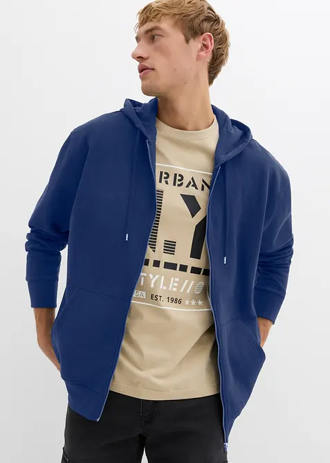 Sweat zipp&eacute; ample &agrave; capuche, bonprix