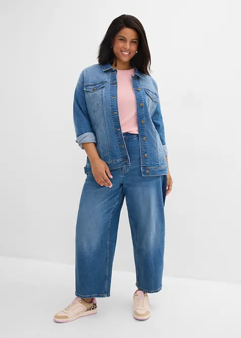 Jean barrel taille haute, cropped, bonprix