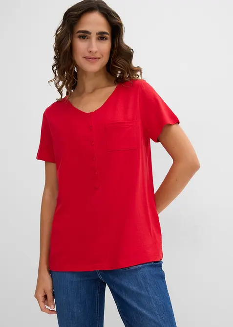 T-shirt &agrave; encolure boutonn&eacute;e, bonprix