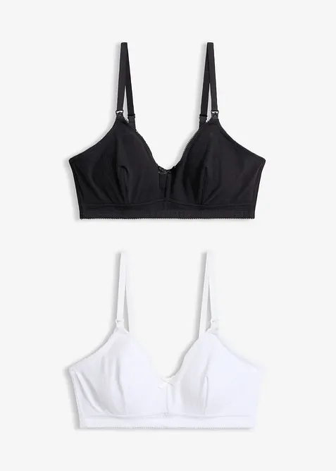 Lot de 2 soutiens-gorge d&rsquo;allaitement sans armatures en coton ajour&eacute;, bonprix