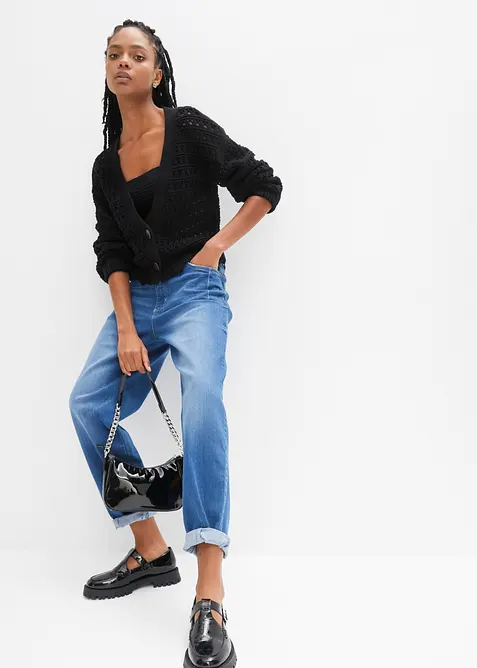 Jean barrel taille haute en coton, bonprix