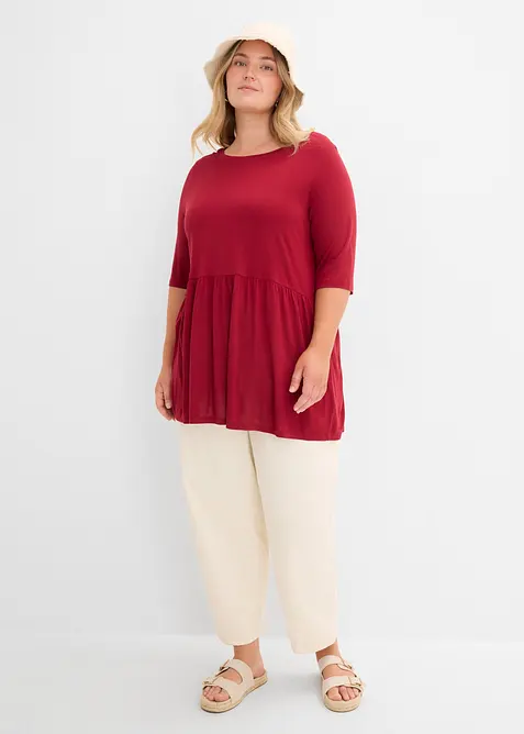 T-shirt long avec volant, bonprix