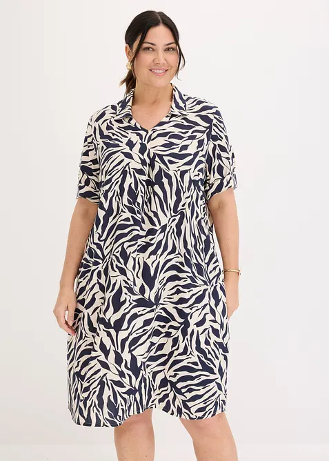 Kleid mit eingelegter Falte aus flie&szlig;ender Viskose, bonprix