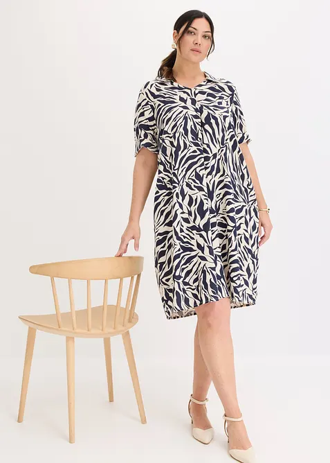 Kleid mit eingelegter Falte aus flie&szlig;ender Viskose, bonprix