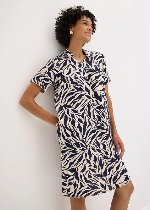 Kleid mit eingelegter Falte aus flie&szlig;ender Viskose, bonprix