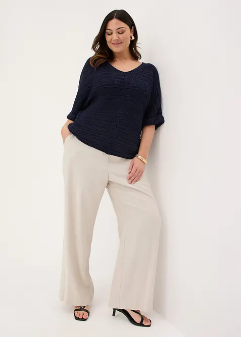 Grobstrick-Pullover in B&auml;ndchengarn, bonprix