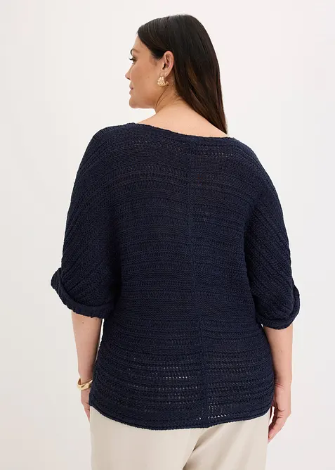 Grobstrick-Pullover in B&auml;ndchengarn, bonprix