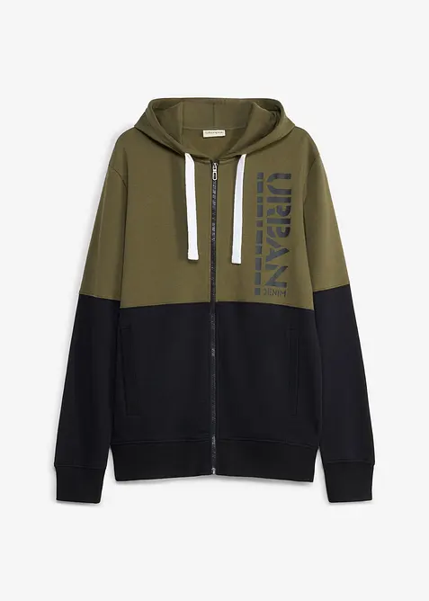 Sweat zipp&eacute; &agrave; capuche 100% coton, bonprix