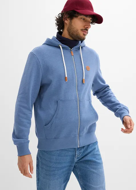 Sweat zipp&eacute; &agrave; capuche et d&eacute;tails enduits, bonprix