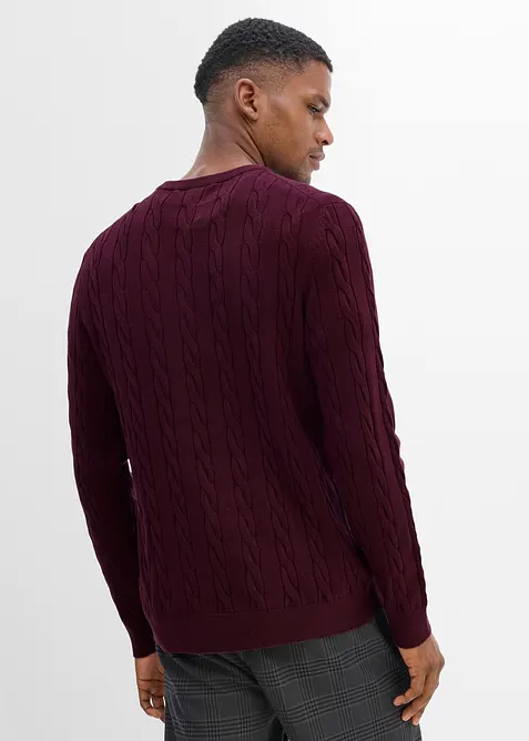 Feinstrickpullover mit Zopfmuster, Slim Fit, bonprix