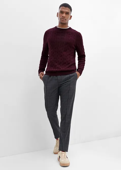 Feinstrickpullover mit Zopfmuster, Slim Fit, bonprix
