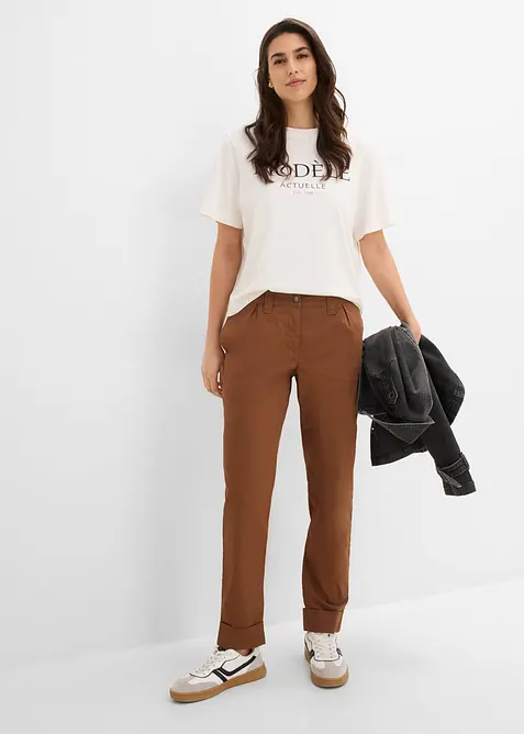 Chinohose aus elastischem Baumwoll-Mix, kn&ouml;chellang, bonprix
