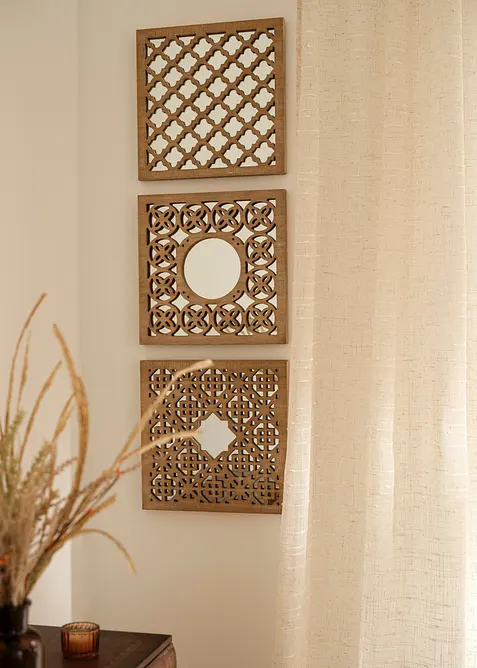 D&eacute;coration murale avec miroir et ornements (3 pces), bonprix