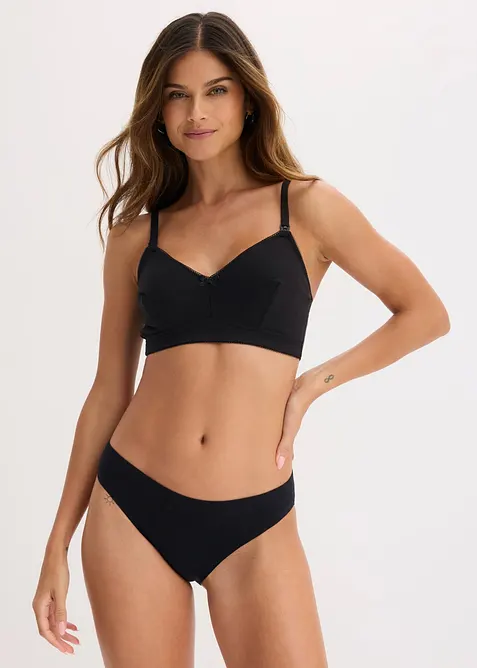 Lot de 2 soutiens-gorge d&rsquo;allaitement sans armatures en coton ajour&eacute;, bonprix
