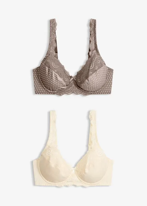 Lot de 2 soutiens-gorge &agrave; armatures et dentelle, bonprix