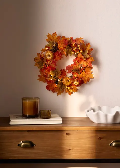 LED-H&auml;ngedeko T&uuml;rkranz mit Herbstdeko, bonprix